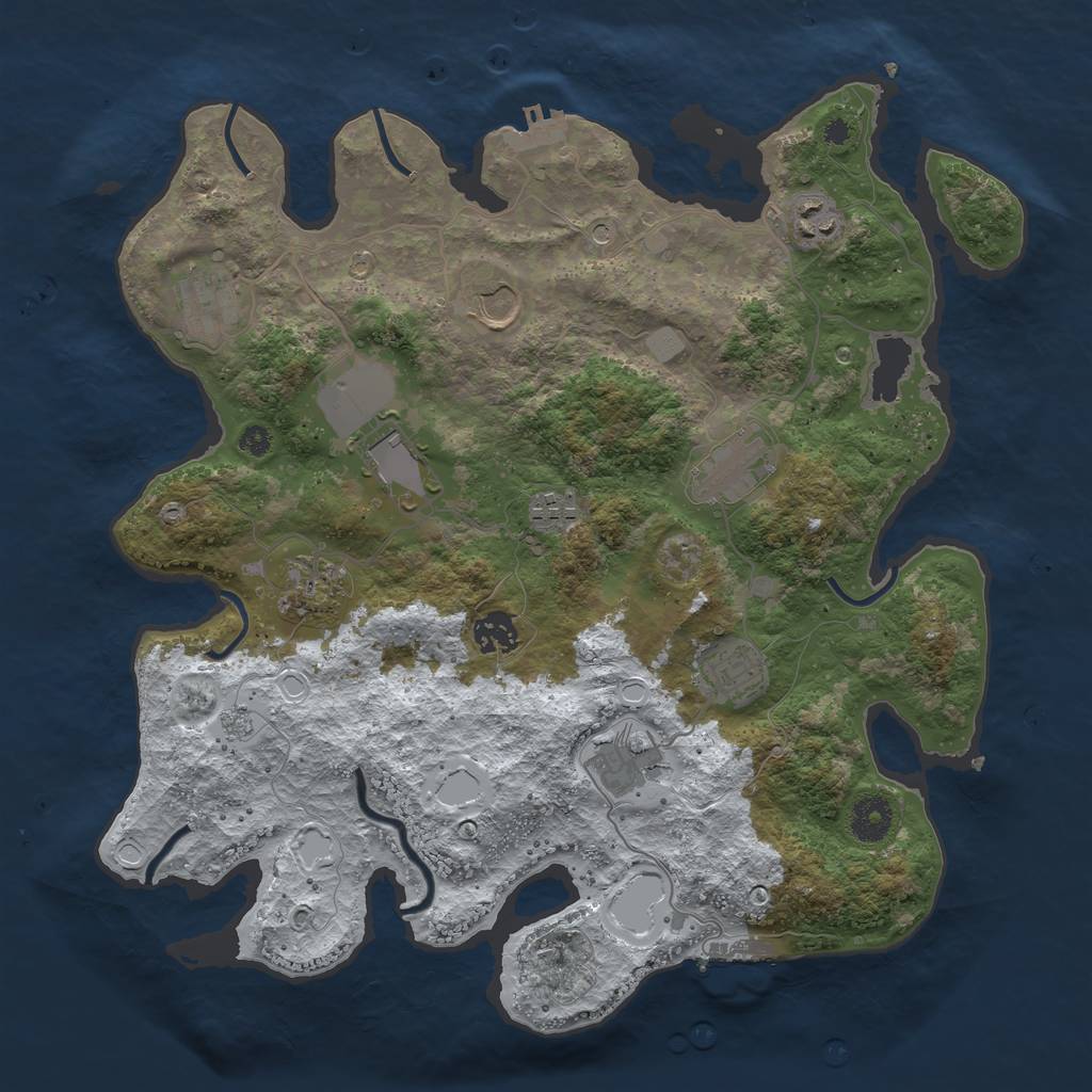 Rust Map: Procedural Map, Size: 3700, Seed: 327683309, 19 Monuments