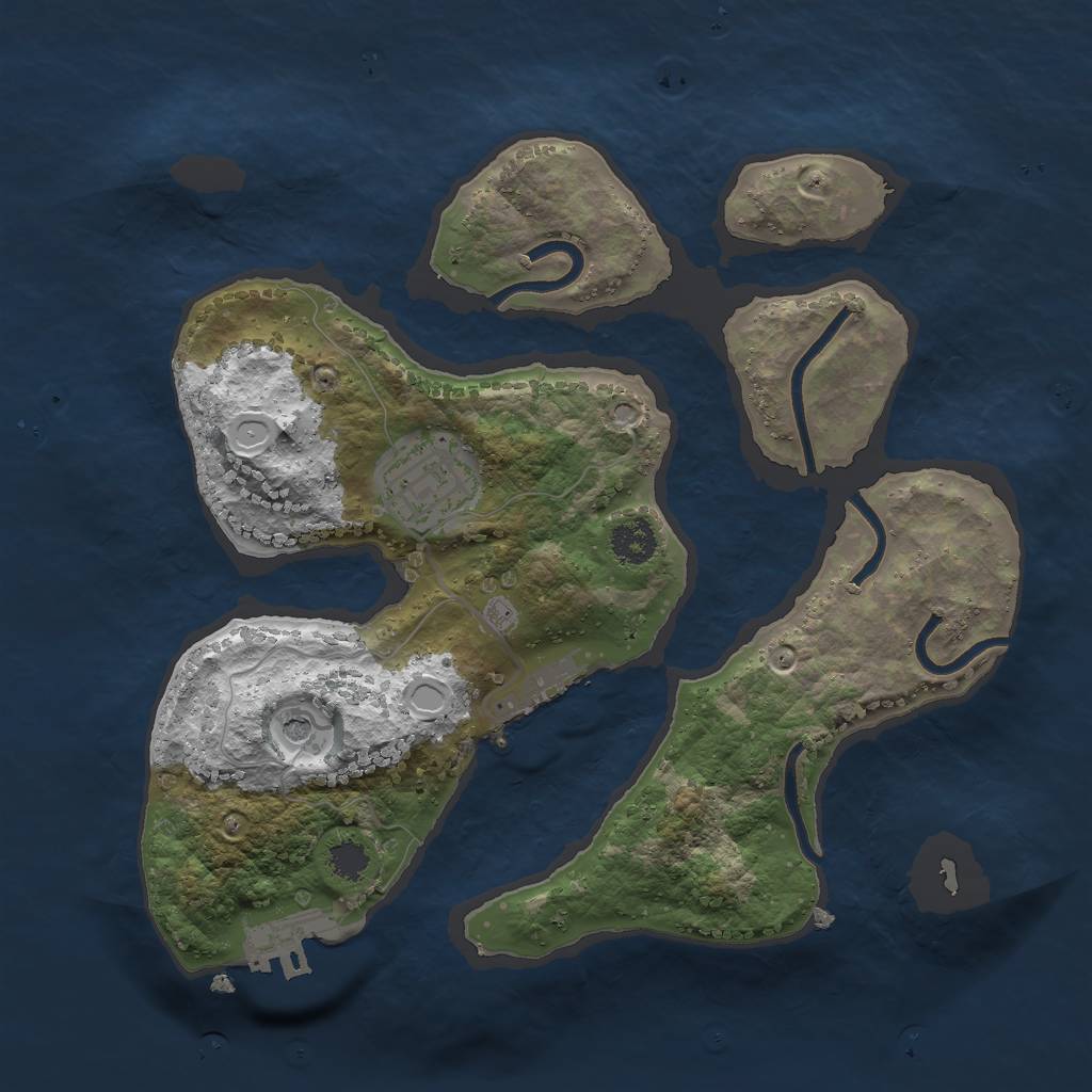 Rust Map: Procedural Map, Size: 2500, Seed: 30357929, 9 Monuments
