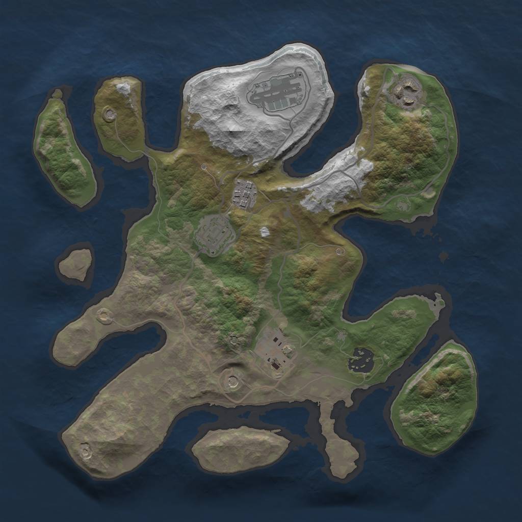 Rust Map: Barren, Size: 3000, Seed: 582390728, 9 Monuments
