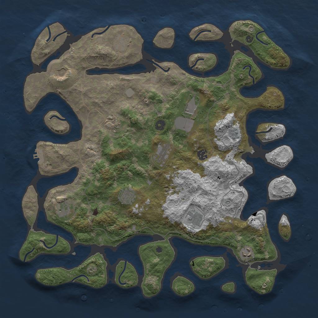 Rust Map: Procedural Map, Size: 4500, Seed: 906066606, 18 Monuments