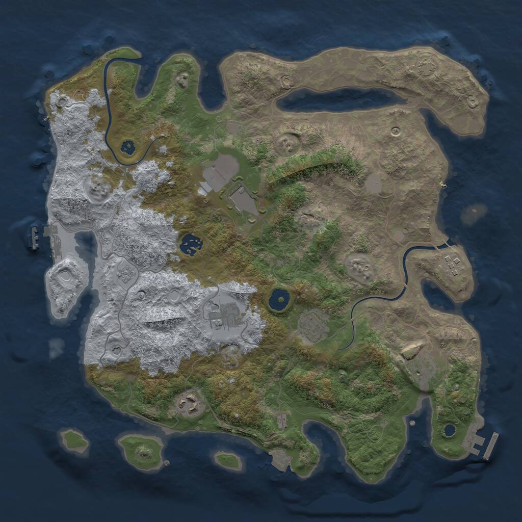 Rust Map: Procedural Map, Size: 3700, Seed: 1127020550, 13 Monuments