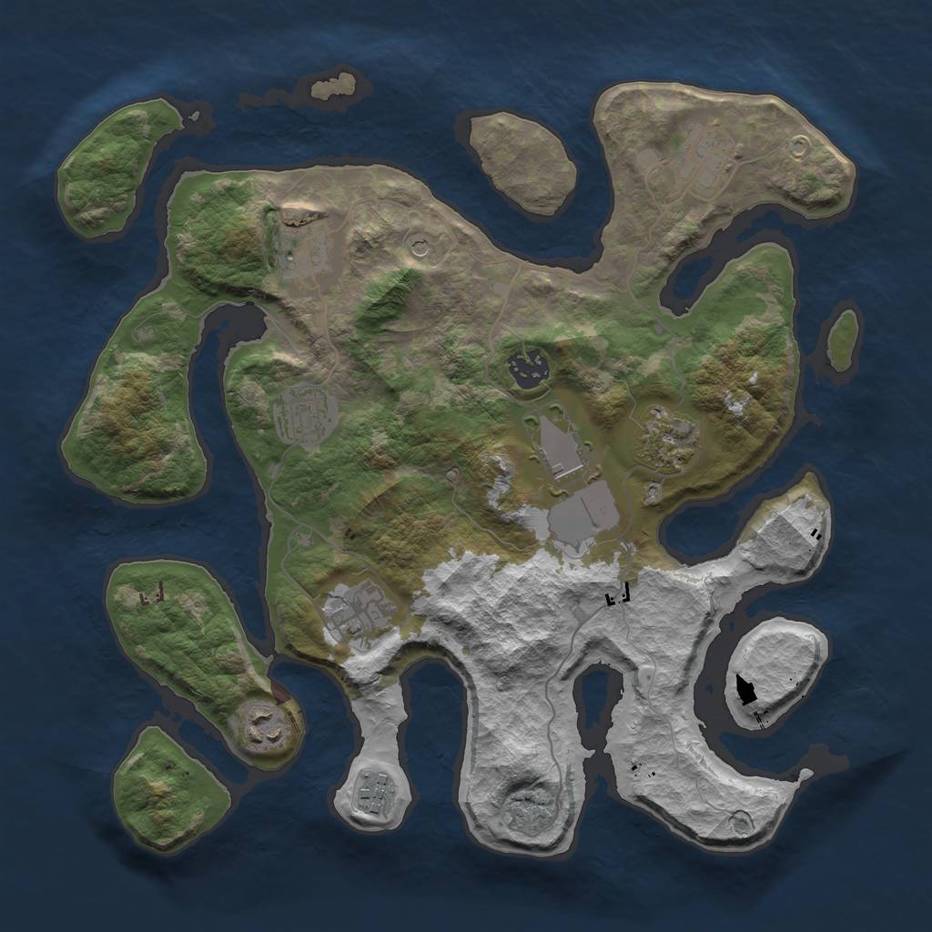 Rust Map: Barren, Size: 3500, Seed: 191121, 12 Monuments