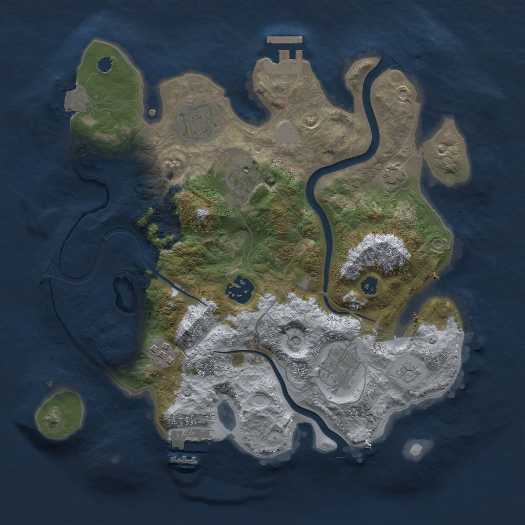 Rust Map: Procedural Map, Size: 3000, Seed: 555262, 11 Monuments