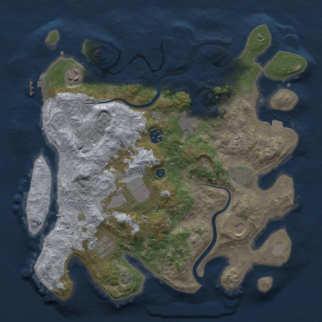 Rust Map: Procedural Map, Size: 3500, Seed: 32344827, 15 Monuments