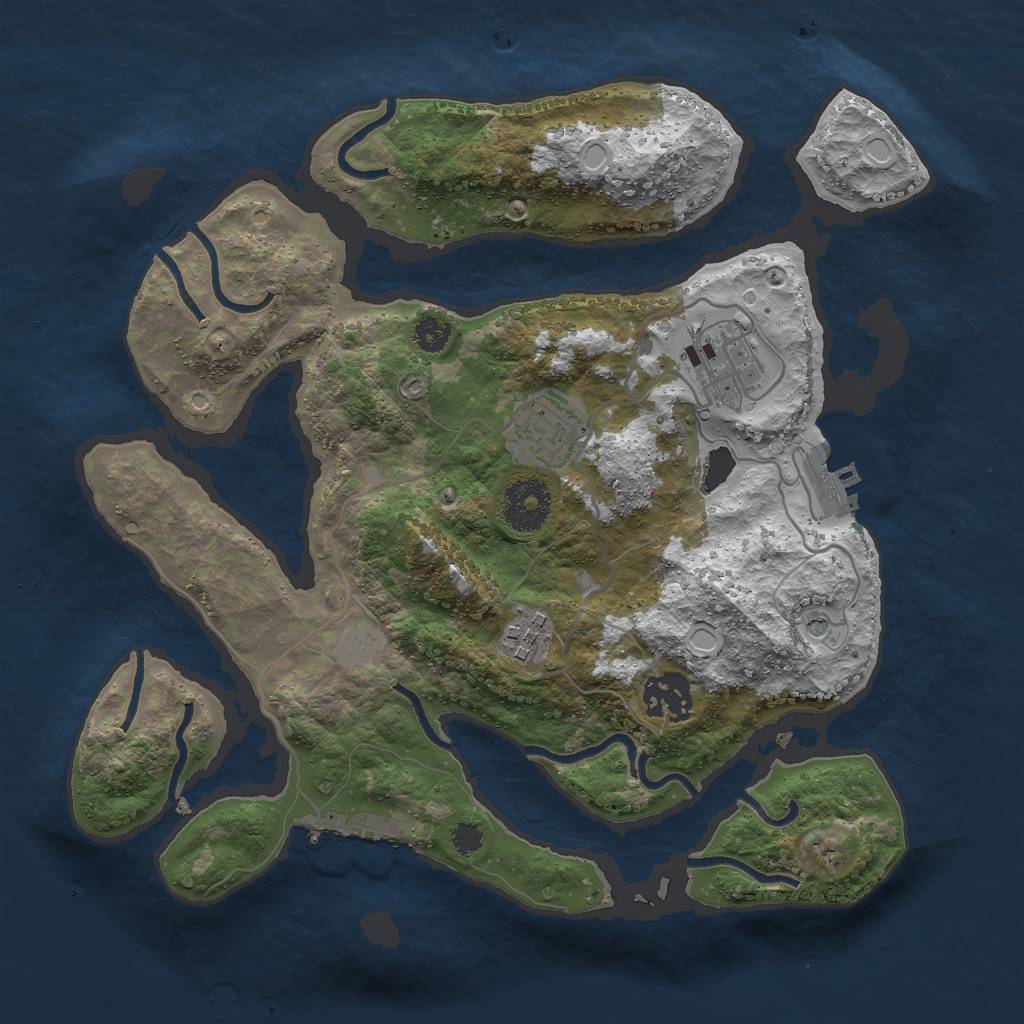 Rust Map: Procedural Map, Size: 3000, Seed: 896234061, 12 Monuments