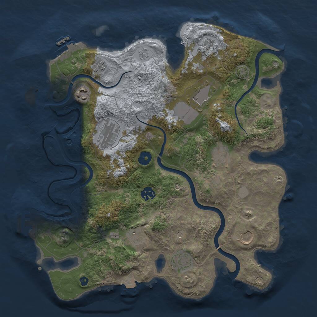 Rust Map: Procedural Map, Size: 3500, Seed: 66180542, 16 Monuments