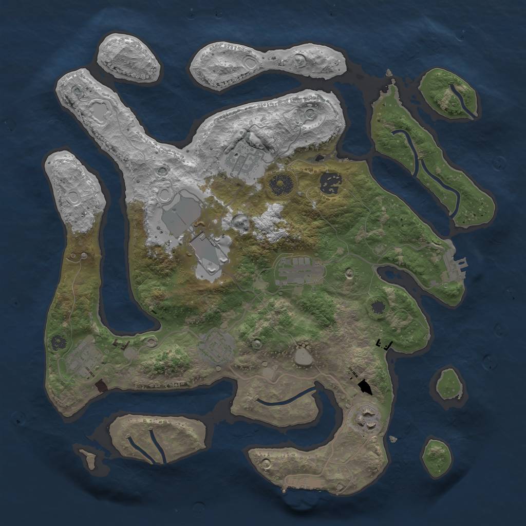 Rust Map: Procedural Map, Size: 3500, Seed: 107807836, 15 Monuments