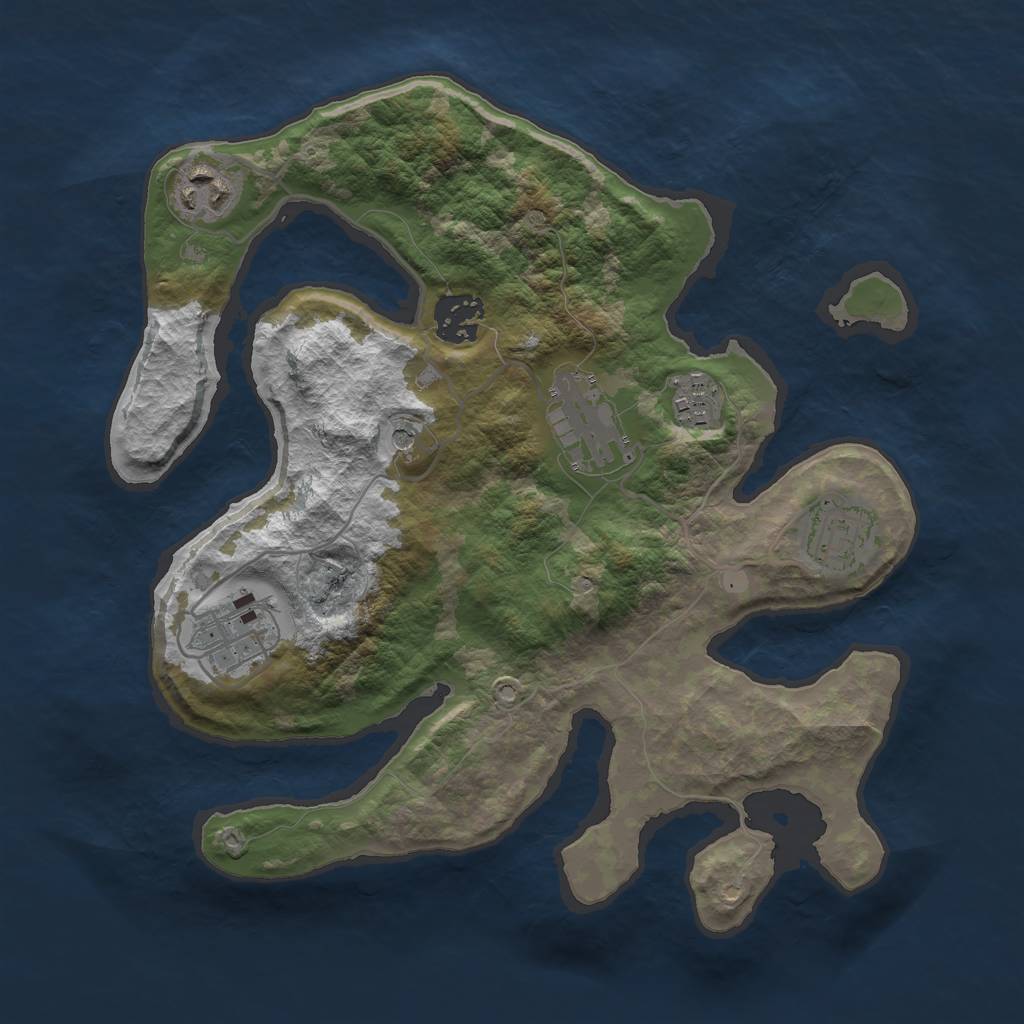 Rust Map: Barren, Size: 3000, Seed: 377958424, 9 Monuments