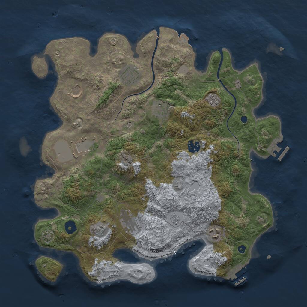 Rust Map: Procedural Map, Size: 3700, Seed: 1370394990, 14 Monuments