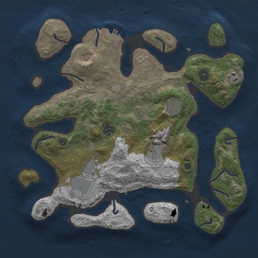 Rust Map: Procedural Map, Size: 3500, Seed: 5315, 14 Monuments