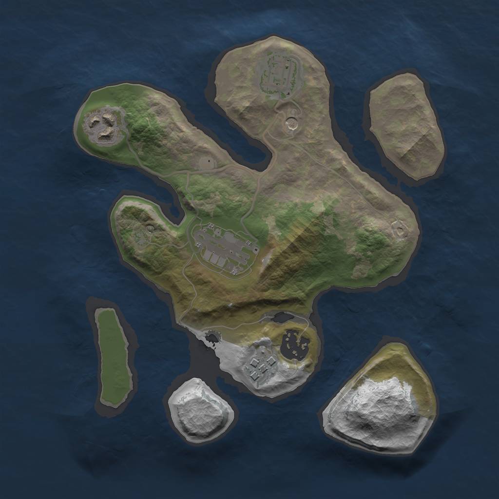 Rust Map: Barren, Size: 2500, Seed: 1443, 8 Monuments