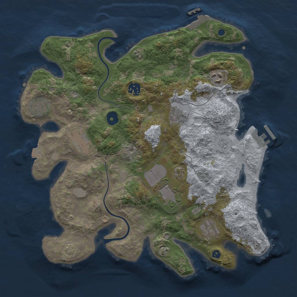 Rust Map: Procedural Map, Size: 3500, Seed: 93484126, 14 Monuments
