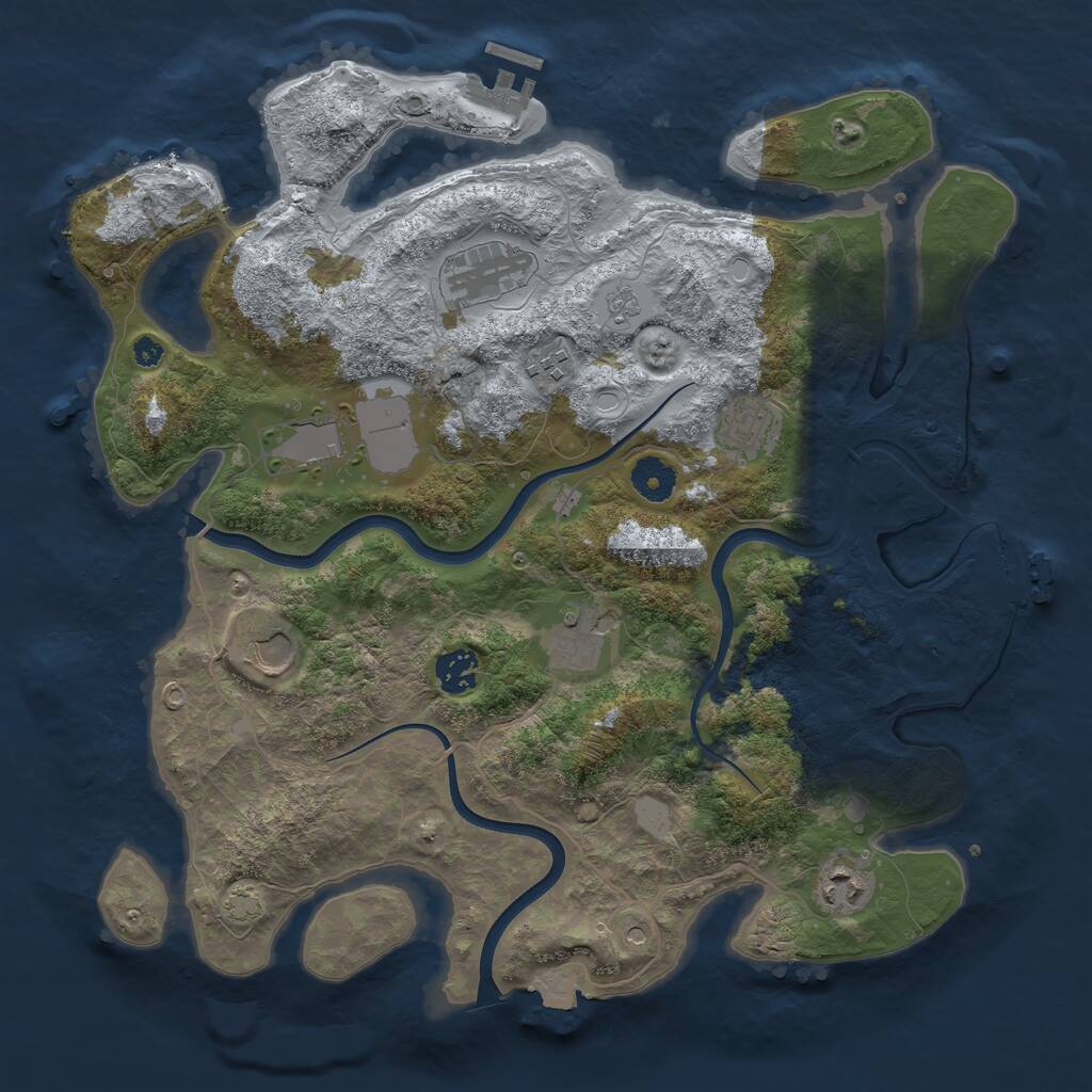 Rust Map: Procedural Map, Size: 3750, Seed: 900865, 14 Monuments