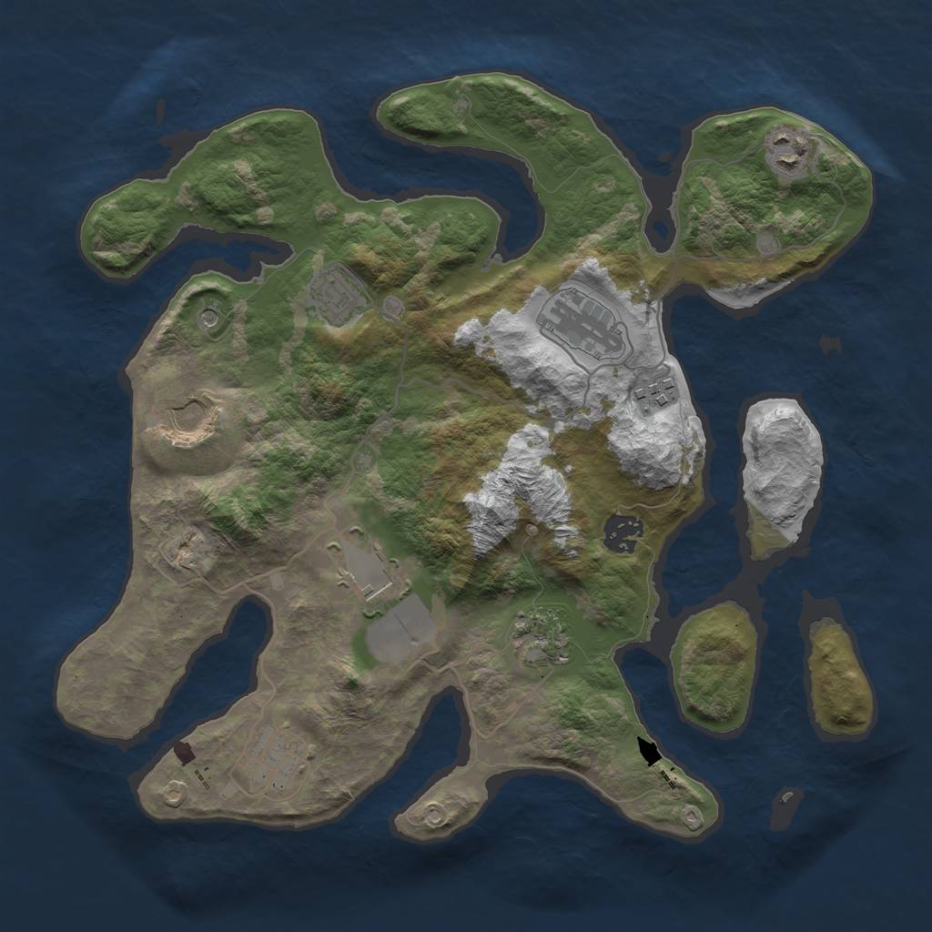 Rust Map: Barren, Size: 3500, Seed: 405181697, 12 Monuments