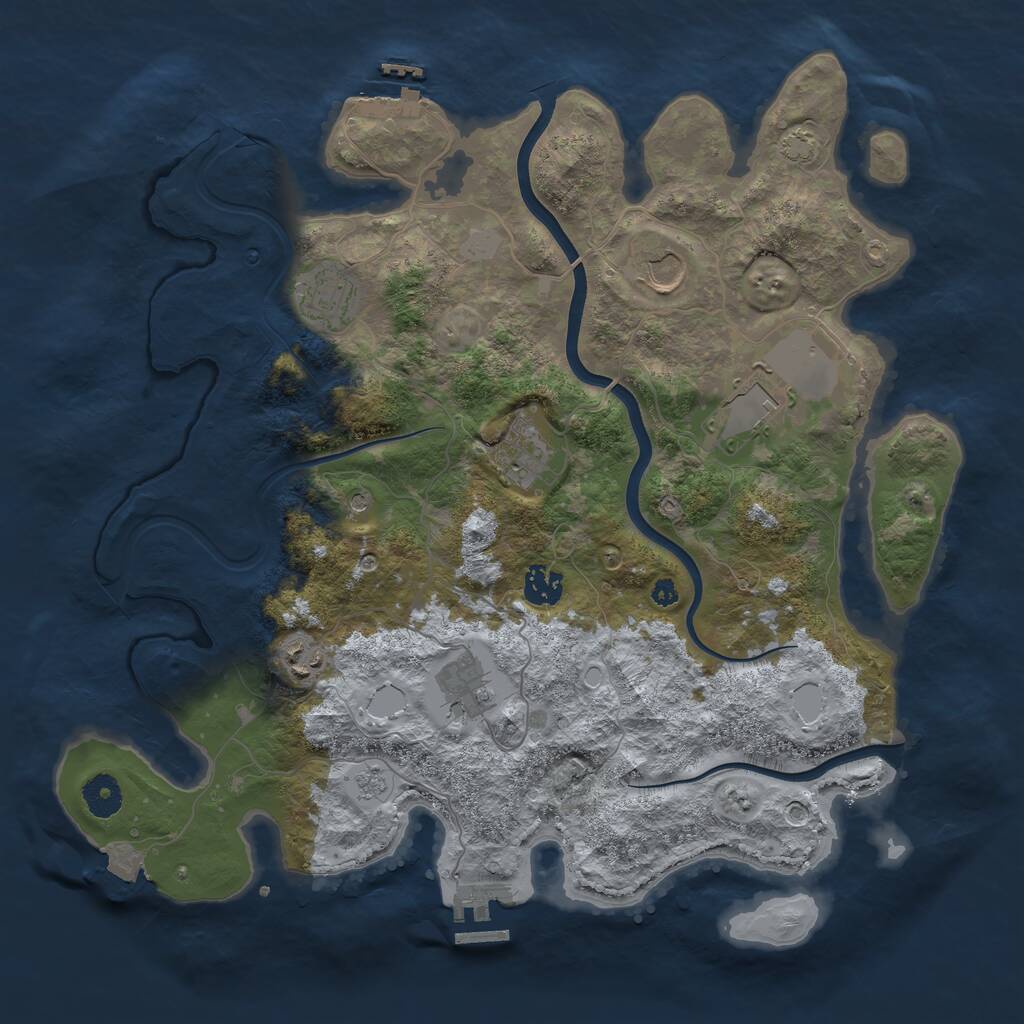 Rust Map: Procedural Map, Size: 3800, Seed: 540557, 13 Monuments