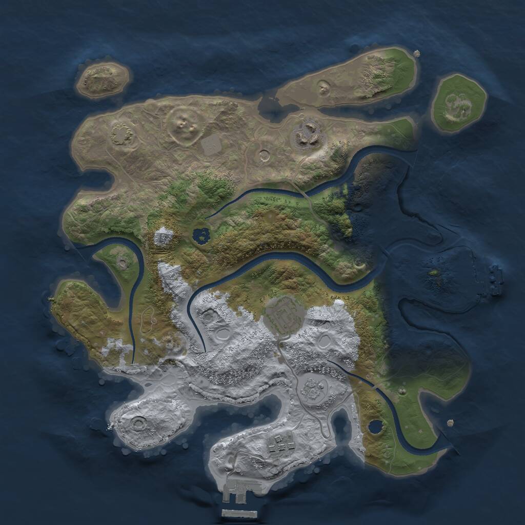 Rust Map: Procedural Map, Size: 3000, Seed: 474555, 9 Monuments