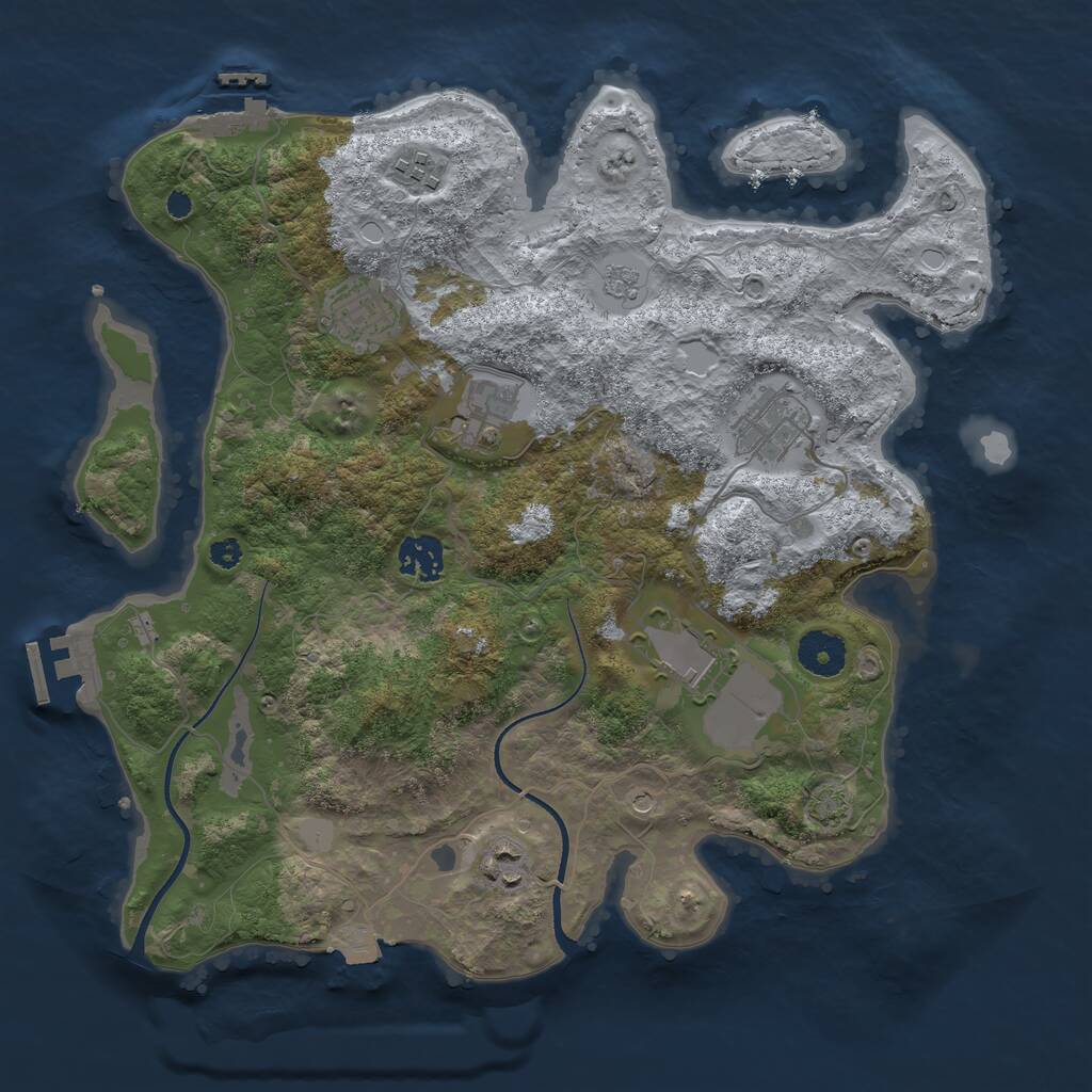 Rust Map: Procedural Map, Size: 3500, Seed: 9123182, 13 Monuments