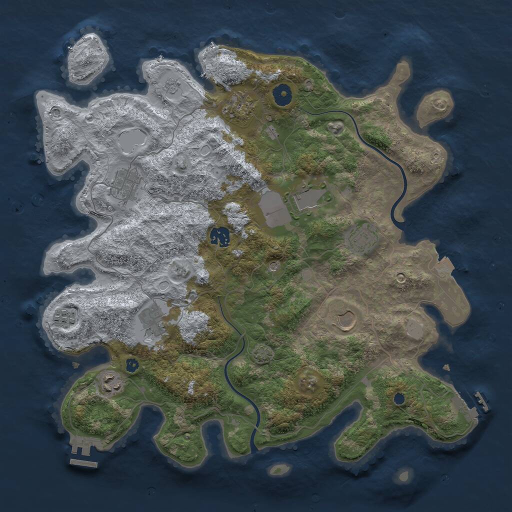 Rust Map: Procedural Map, Size: 3750, Seed: 17075, 15 Monuments