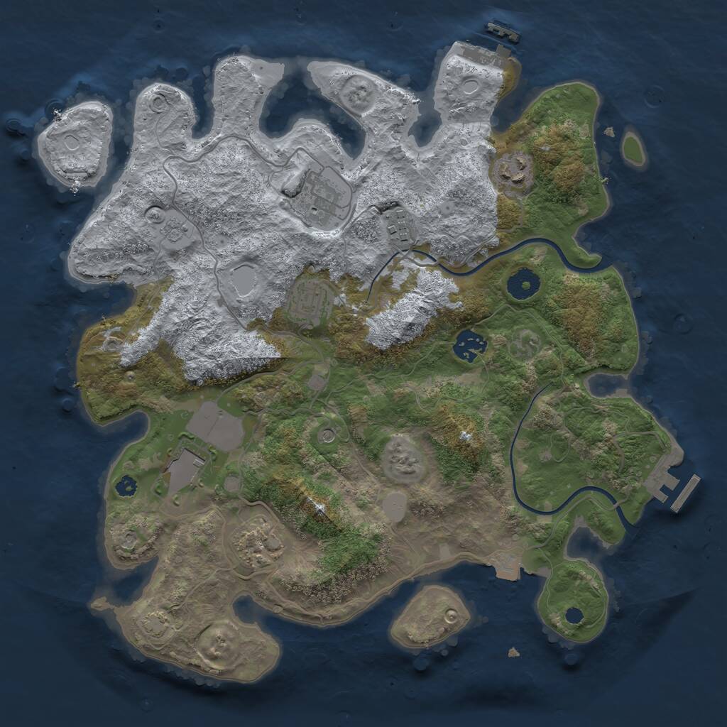 Rust Map: Procedural Map, Size: 3500, Seed: 2985, 13 Monuments
