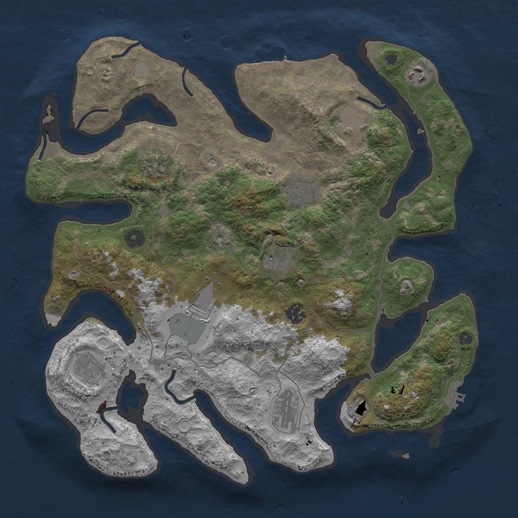 Rust Map: Procedural Map, Size: 4000, Seed: 1619996518, 18 Monuments