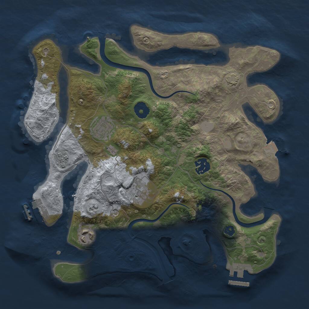 Rust Map: Procedural Map, Size: 3000, Seed: 596518, 10 Monuments