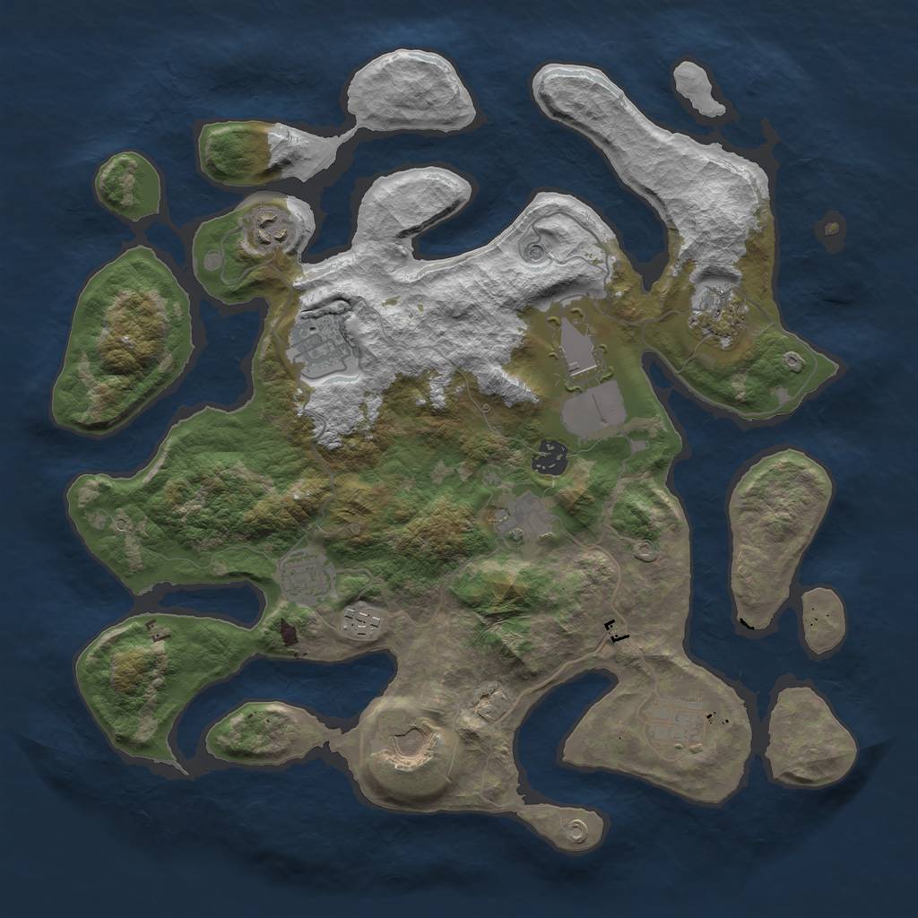 Rust Map: Barren, Size: 3800, Seed: 4500, 13 Monuments