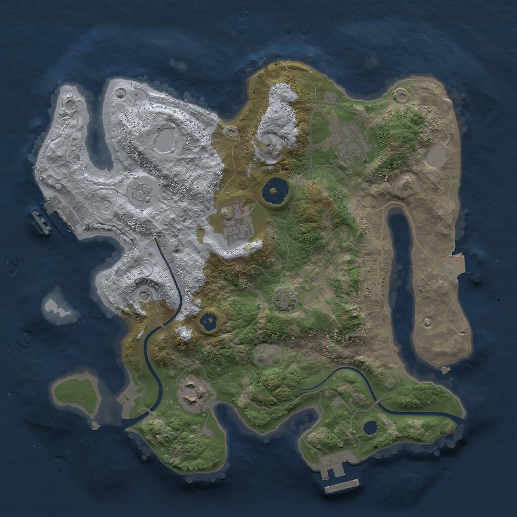 Rust Map: Procedural Map, Size: 3000, Seed: 452724, 9 Monuments