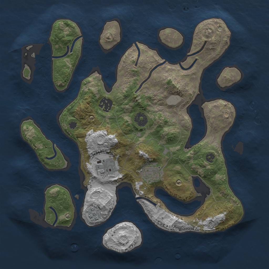 Rust Map: Procedural Map, Size: 3000, Seed: 372035, 9 Monuments