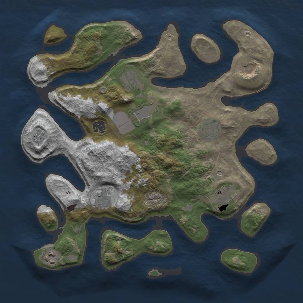 Rust Map: Barren, Size: 3500, Seed: 89964755, 12 Monuments