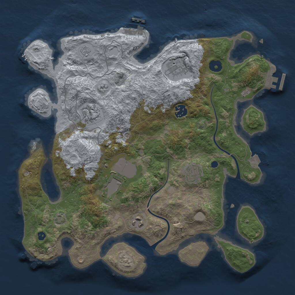 Rust Map: Procedural Map, Size: 3500, Seed: 2103661113, 12 Monuments