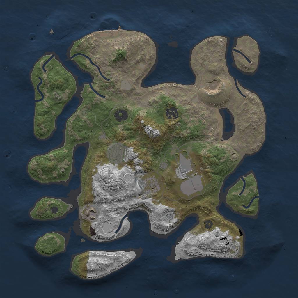 Rust Map: Procedural Map, Size: 3500, Seed: 425853115, 13 Monuments