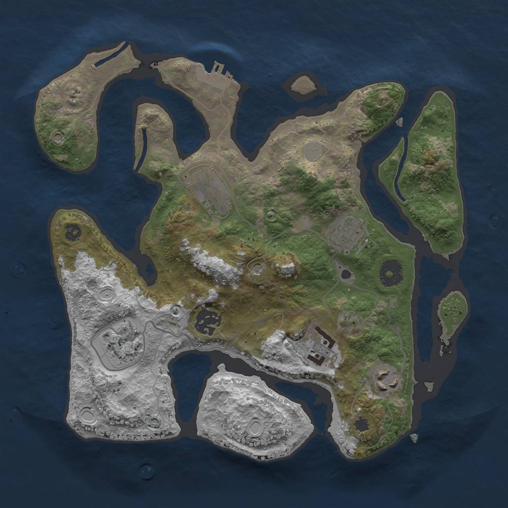Rust Map: Procedural Map, Size: 3000, Seed: 304590041, 13 Monuments