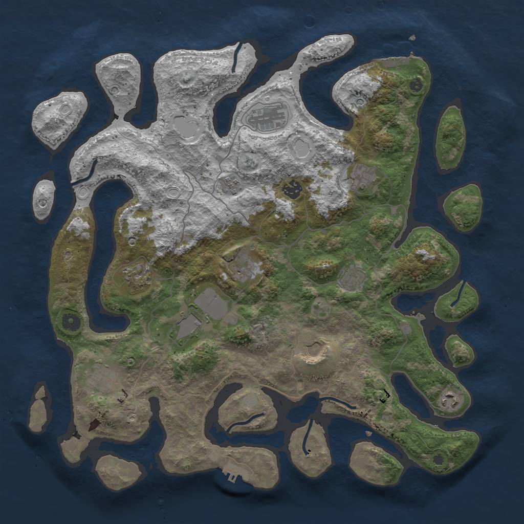 Rust Map: Procedural Map, Size: 4250, Seed: 1885918418, 19 Monuments