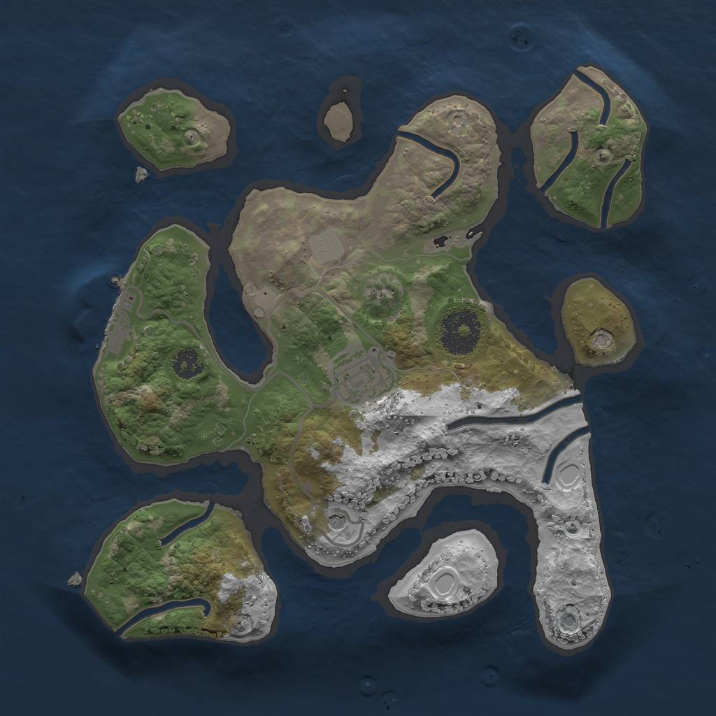Rust Map: Procedural Map, Size: 2500, Seed: 1113438132, 8 Monuments