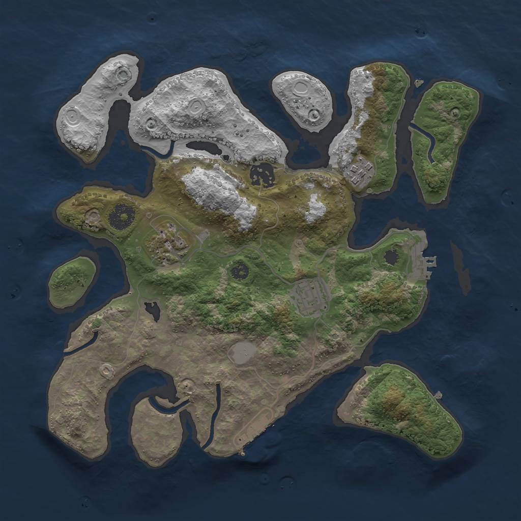 Rust Map: Procedural Map, Size: 3000, Seed: 765655, 11 Monuments