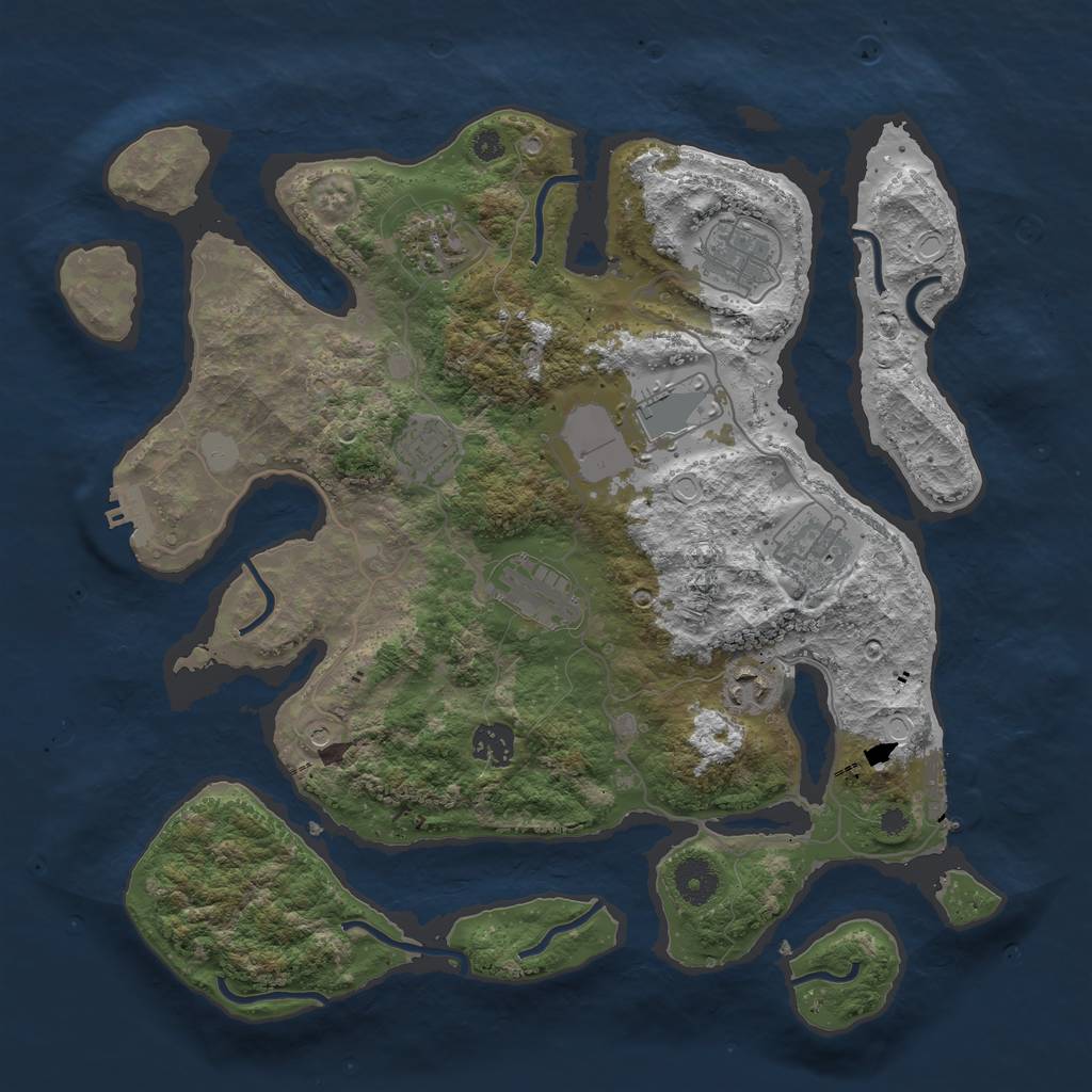 Rust Map: Procedural Map, Size: 3700, Seed: 382521691, 16 Monuments