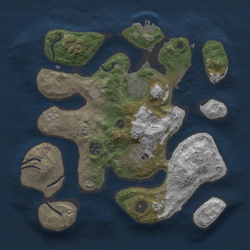 Rust Map: Procedural Map, Size: 3000, Seed: 1279281350, 12 Monuments