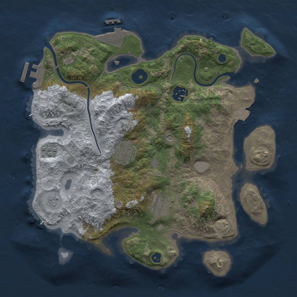 Rust Map: Procedural Map, Size: 3000, Seed: 1274393437, 10 Monuments