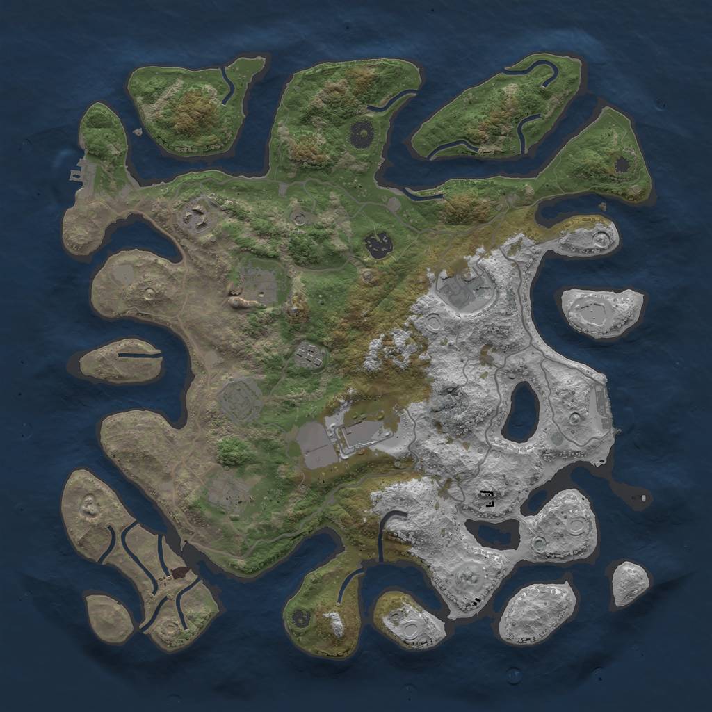 Rust Map: Procedural Map, Size: 4000, Seed: 1850411395, 16 Monuments