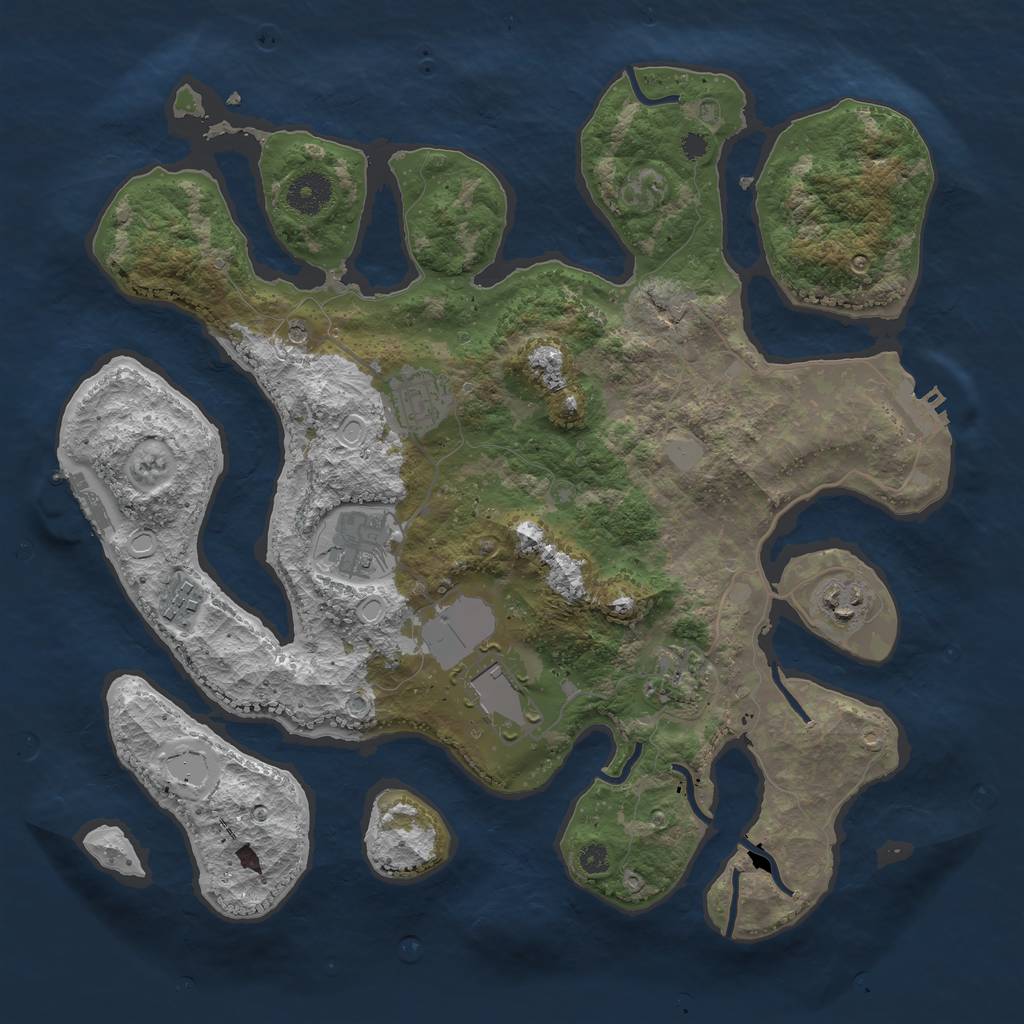 Rust Map: Procedural Map, Size: 3600, Seed: 1828138964, 14 Monuments