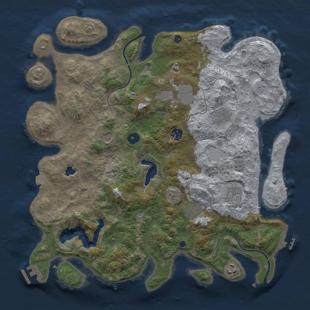 Rust Map: Procedural Map, Size: 4000, Seed: 295581221, 14 Monuments