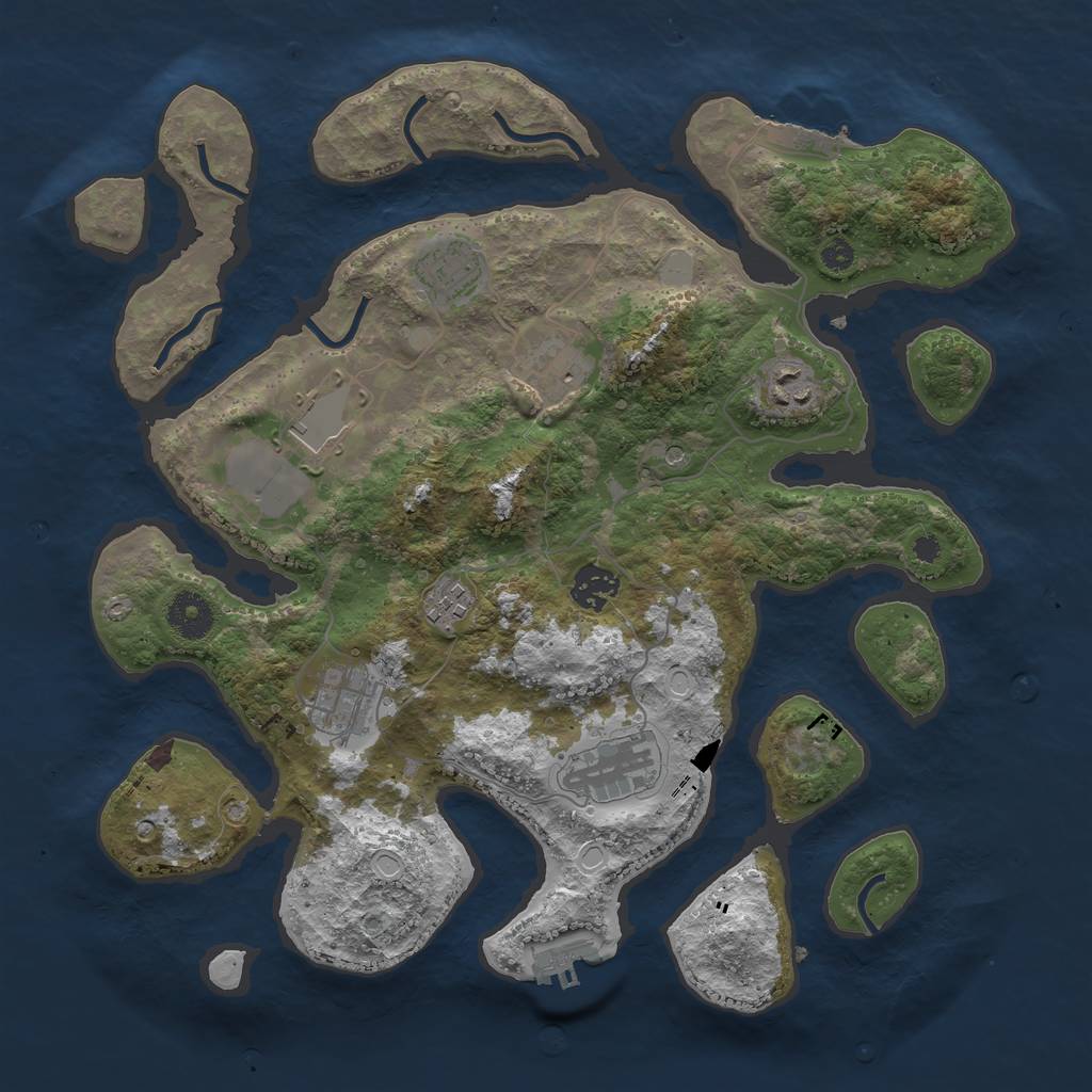 Rust Map: Procedural Map, Size: 3562, Seed: 3689, 16 Monuments