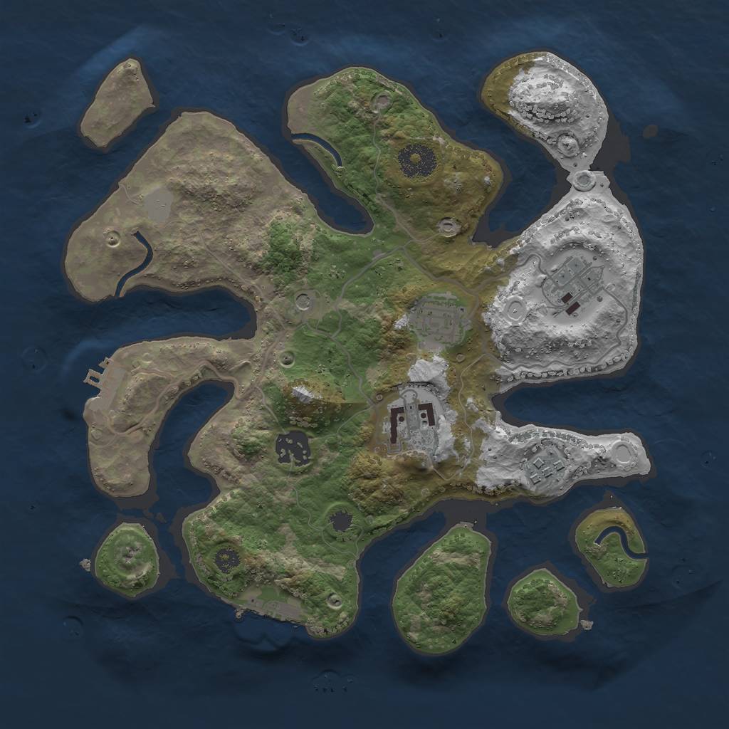 Rust Map: Procedural Map, Size: 3000, Seed: 844639, 13 Monuments