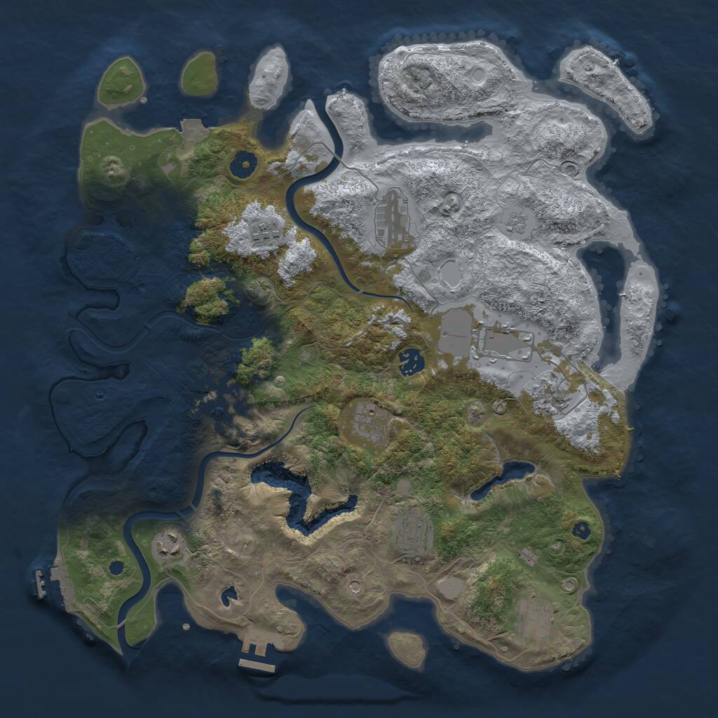 Rust Map: Procedural Map, Size: 4000, Seed: 230062, 16 Monuments