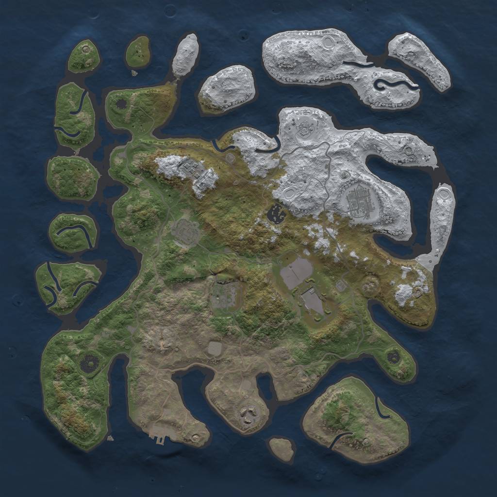 Rust Map: Procedural Map, Size: 4000, Seed: 230062, 14 Monuments