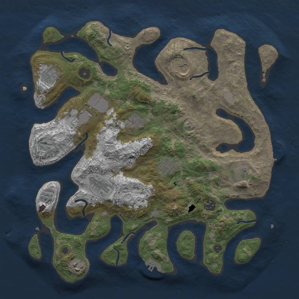 Rust Map: Procedural Map, Size: 3850, Seed: 1656570515, 18 Monuments