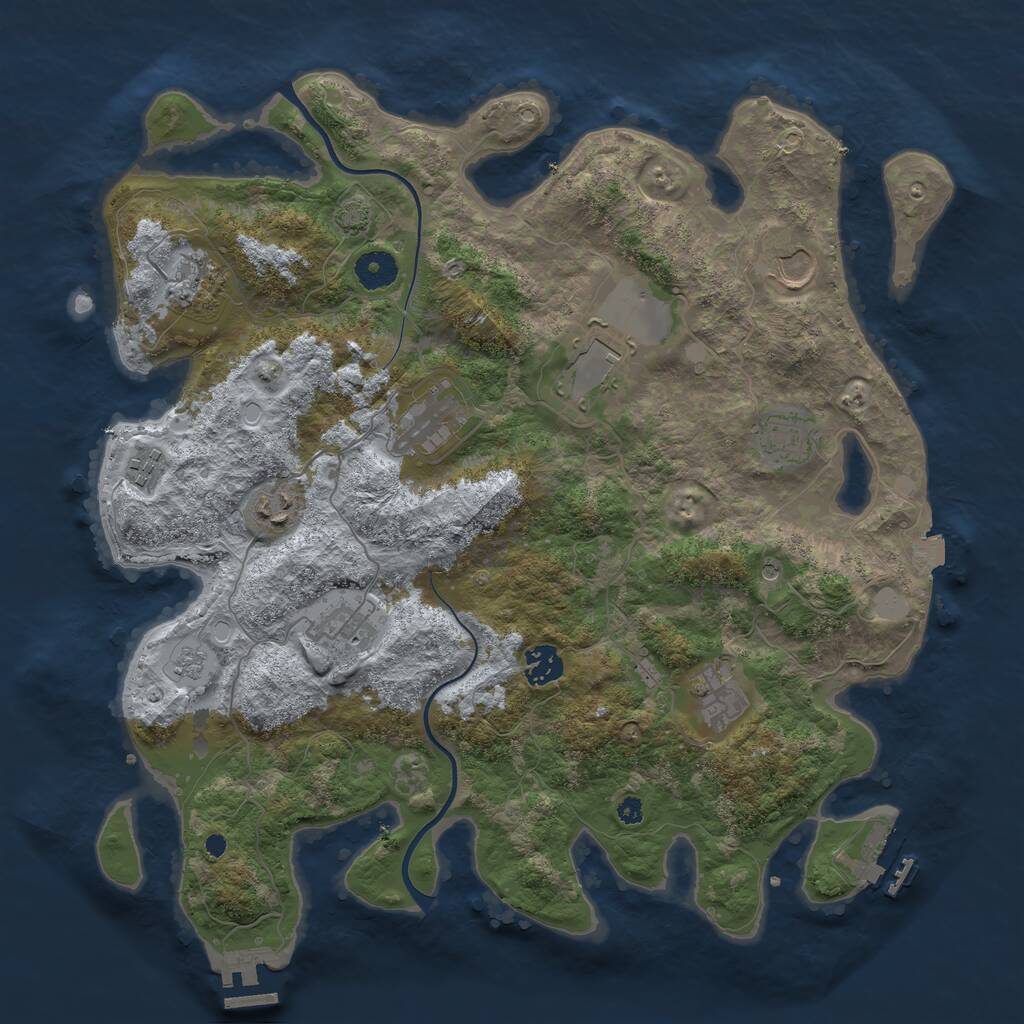 Rust Map: Procedural Map, Size: 3850, Seed: 1656570515, 16 Monuments