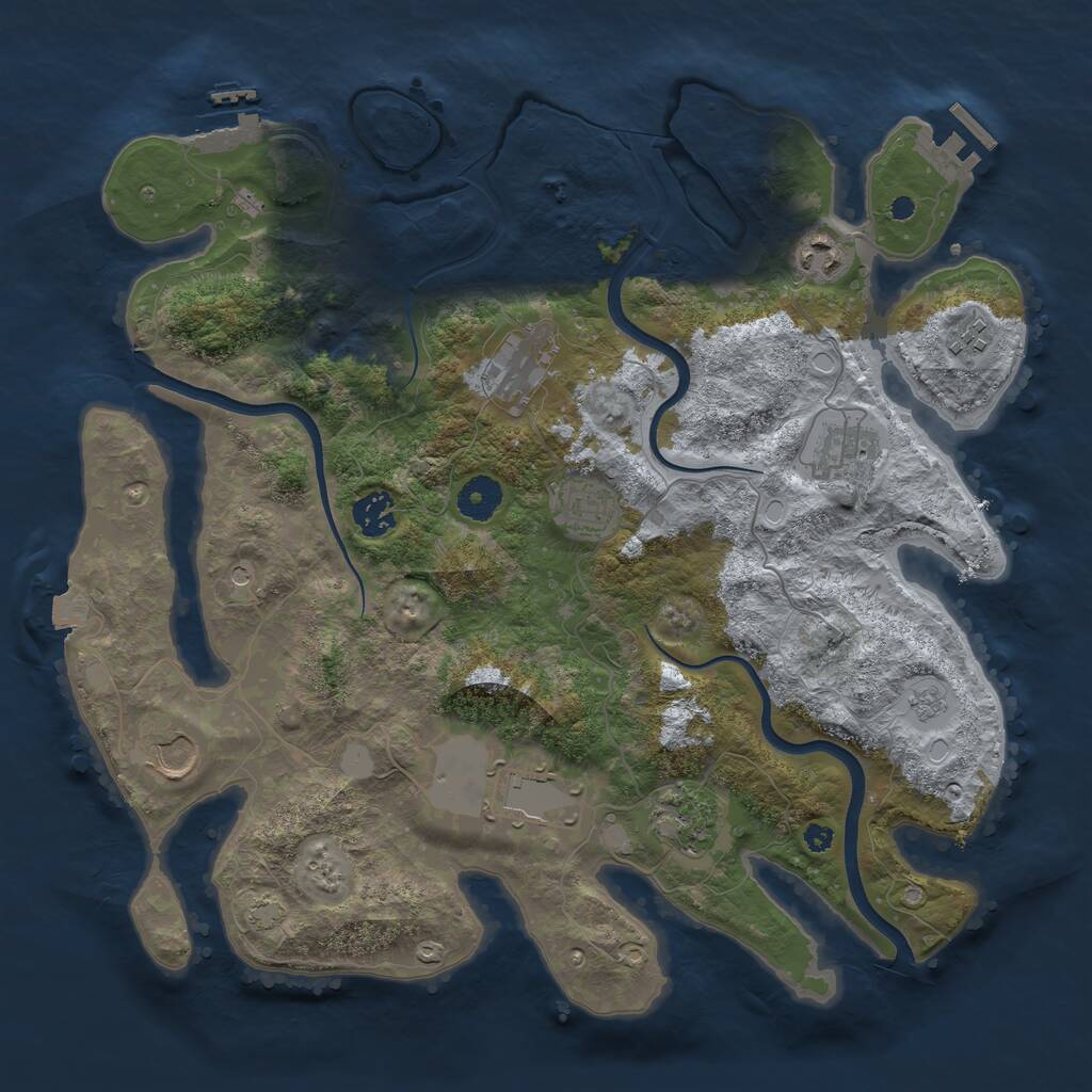 Rust Map: Procedural Map, Size: 3750, Seed: 973637186, 15 Monuments