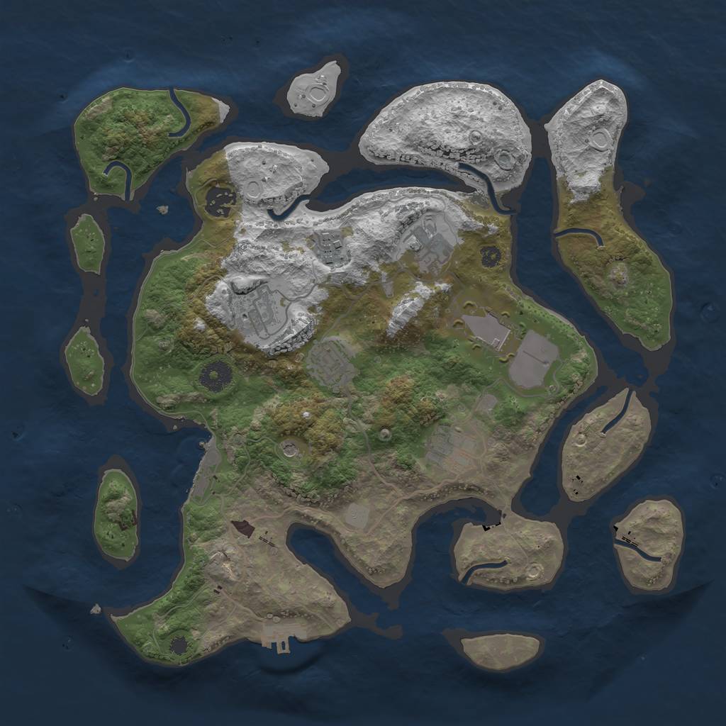 Rust Map: Procedural Map, Size: 3500, Seed: 1643192555, 15 Monuments