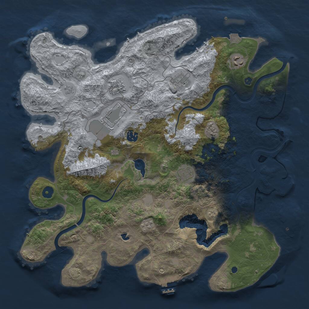 Rust Map: Procedural Map, Size: 4000, Seed: 992302, 13 Monuments